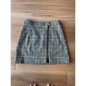 NWT Abercrombie & Fitch Plaid Herringbone Zip Front Mini Skirt Small $48